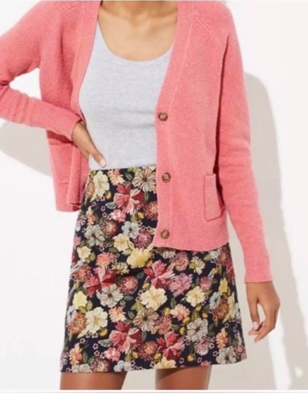 LOFT Multicolor Floral Tapestry Mini Skirt 8